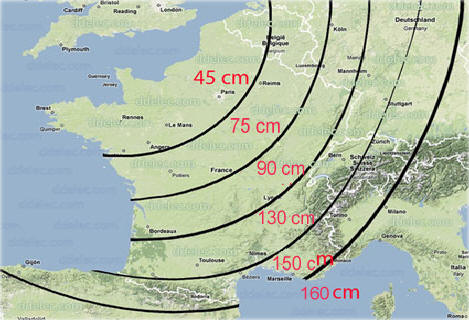 astra 2E footprint in France